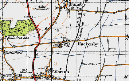 Old map of Haconby in 1946