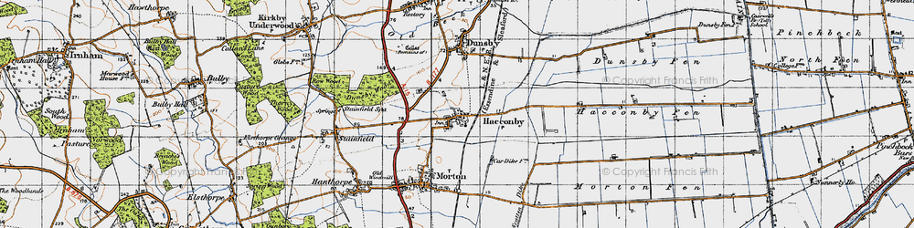 Old map of Haconby in 1946
