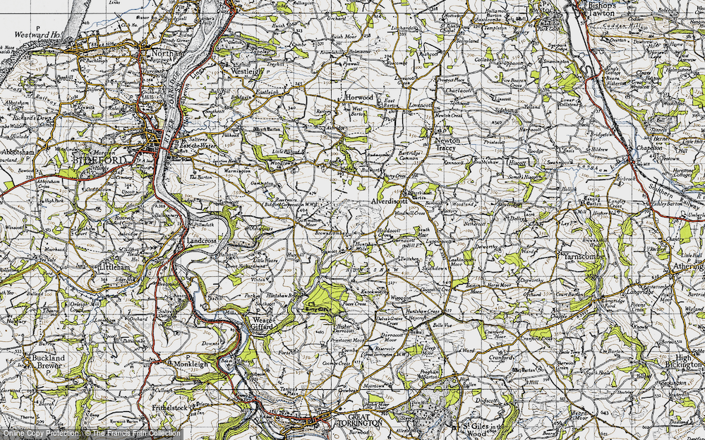 Old Map of Historic Map covering Brownscombe in 1946