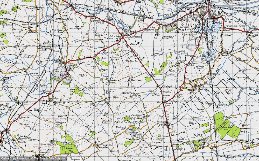 Old Map of Historic Map covering Billing Brook in 1946