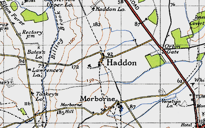 Old map of Bate's Lodge in 1946