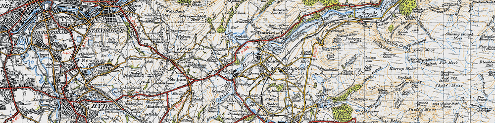 Old map of Arnfield Resr in 1947