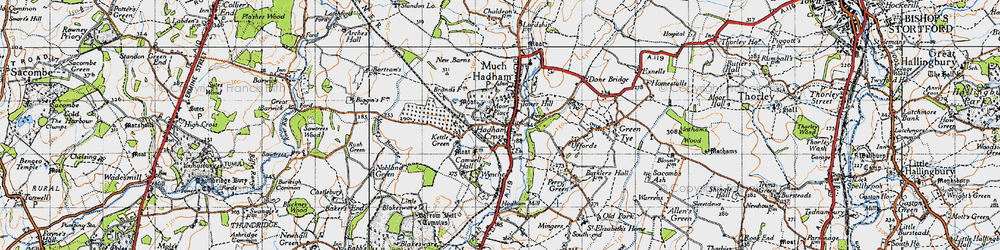 Old map of Hadham Cross in 1946
