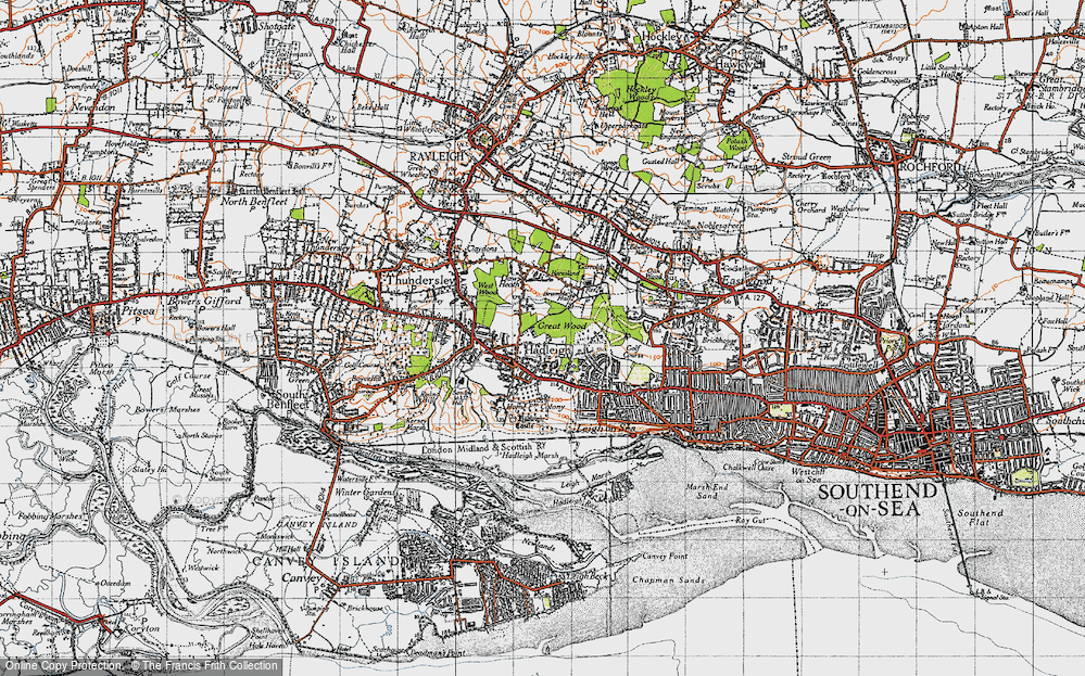 Old Map of Hadleigh, 1945 in 1945