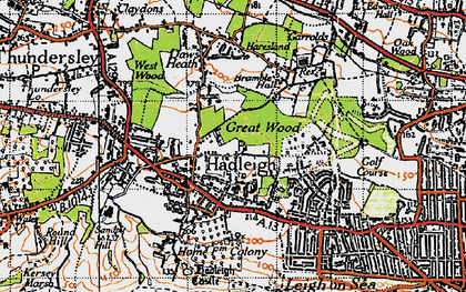 Old map of Hadleigh in 1945