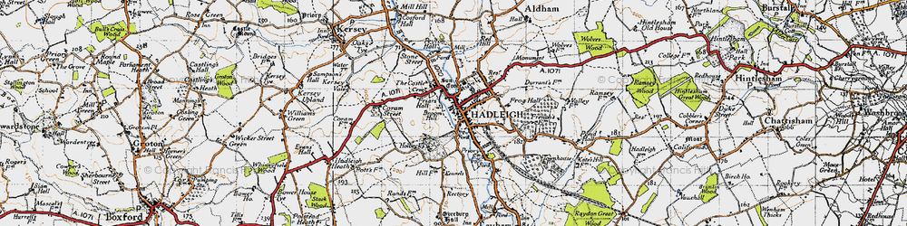 Old map of Hadleigh in 1946