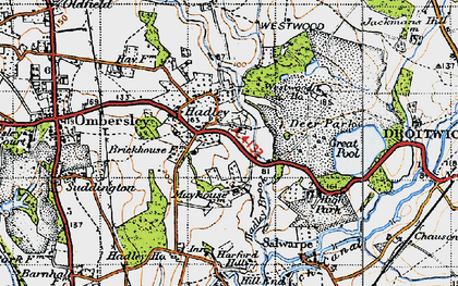 Old map of Hadley in 1947