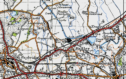 Old map of Hadley Castle in 1947