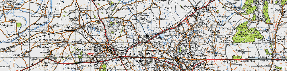 Old map of Hadley Castle in 1947