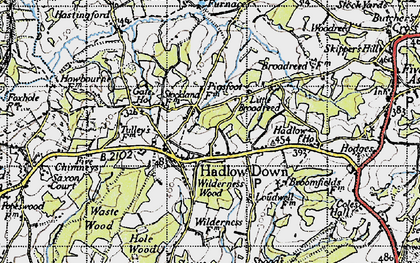 Old map of Hadlow Down in 1940