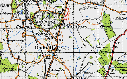 Old map of Painsbrook in 1947