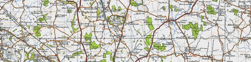 Old map of Hadnall in 1947