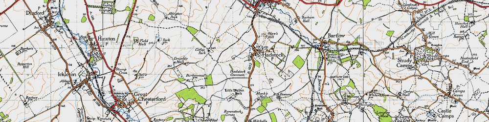 Old map of Hadstock in 1946