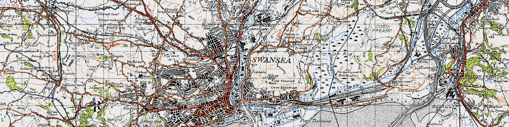Old map of Hafod in 1947