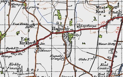 Old map of Hagnaby in 1946