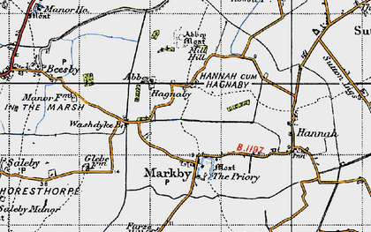 Old map of Hagnaby in 1946