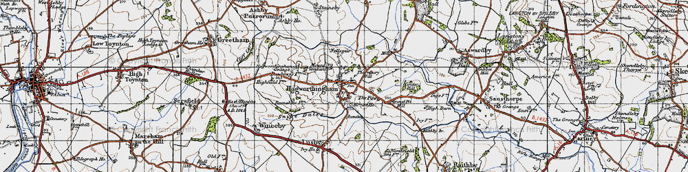 Old map of Hagworthingham in 1946