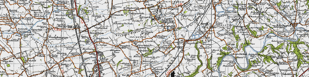 Old map of Haighton Green in 1947