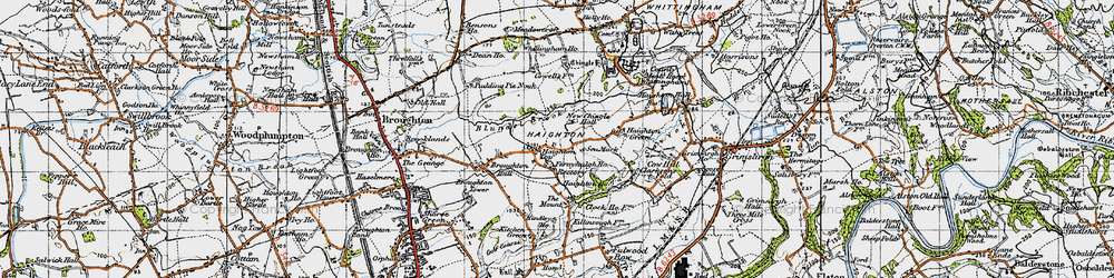 Old map of Haighton Top in 1947