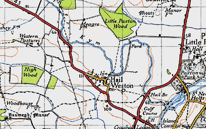 Old map of Hail Weston in 1946