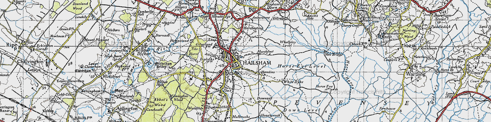 Old map of Hailsham in 1940