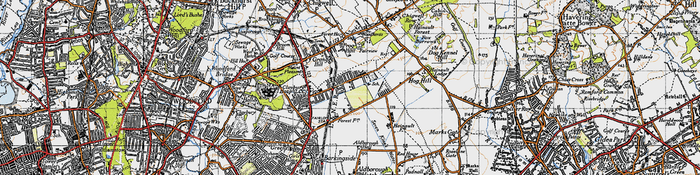 Old map of Hainault in 1946