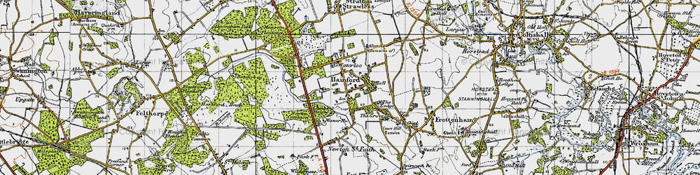 Old map of Hainford in 1945