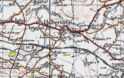 Old map of Halberton in 1946