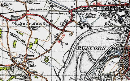 Old map of Burnt Mill in 1947