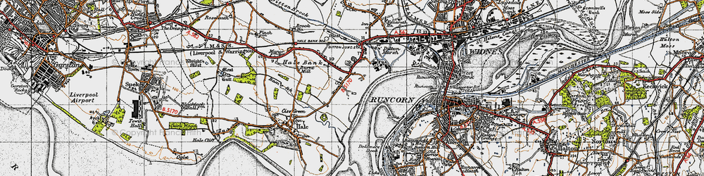 Old map of Burnt Mill in 1947