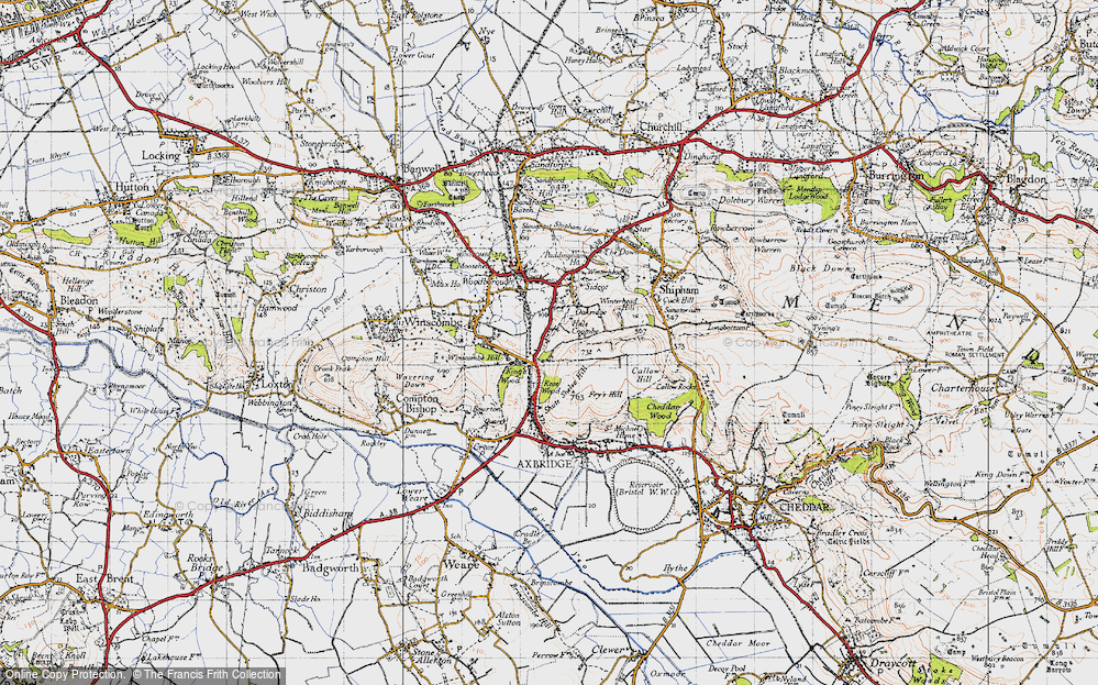 Old Map of Historic Map covering Winterhead Hill in 1946