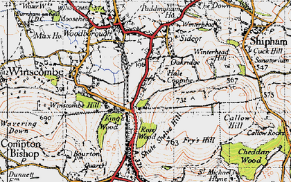 Old map of Winterhead Hill in 1946