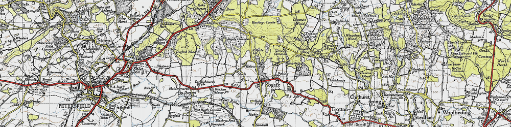Old map of Halecommon in 1945