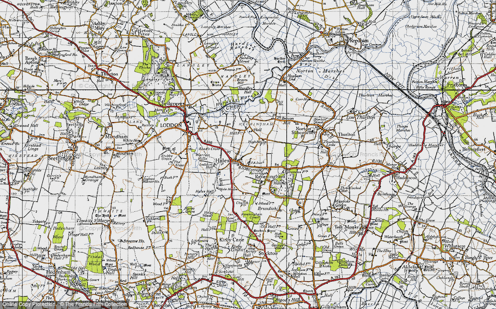 Old Map of Hales, 1946 in 1946