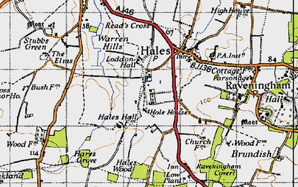 Old map of Hales Green in 1946