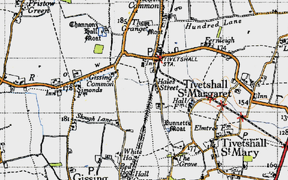 Old map of Bunnett's Moat in 1946