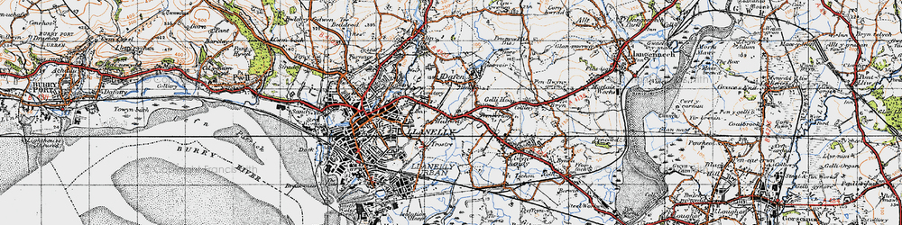 Old map of Halfway in 1947