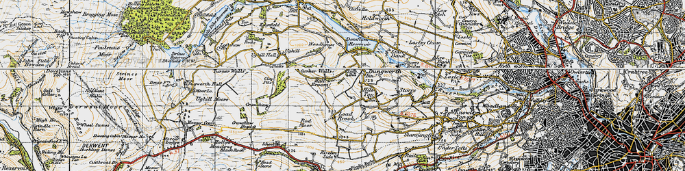 Old map of Hall Broom in 1947