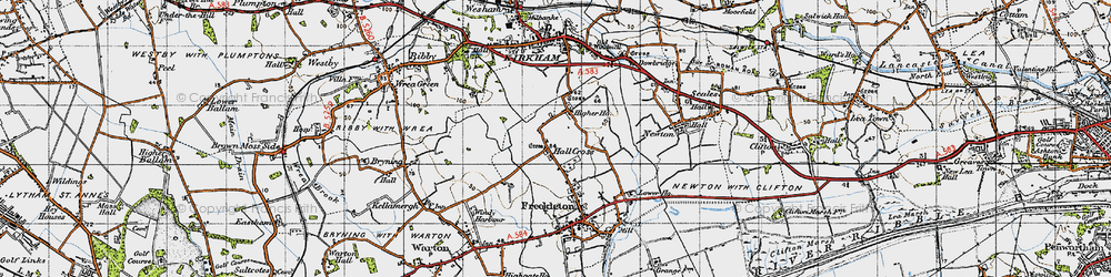 Old map of Hall Cross in 1947