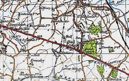 Old map of Hall End in 1946