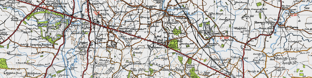 Old map of Hall End in 1946
