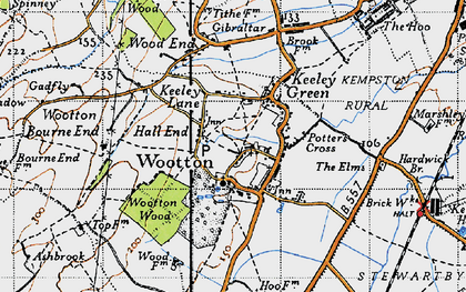 Old map of Hall End in 1946