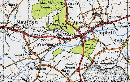 Old map of Hall End in 1946