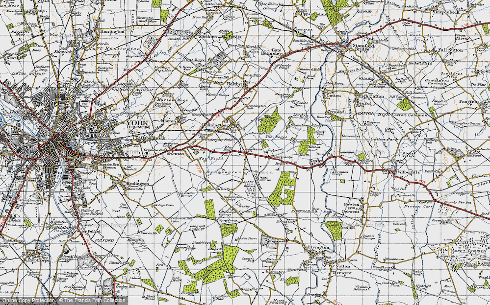 Old Map of Historic Map covering Dunnington Common in 1947