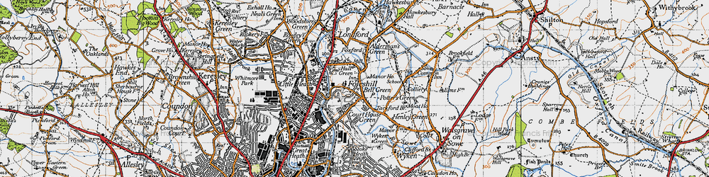 Old map of Hall Green in 1946