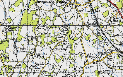 Old map of Hall's Green in 1946