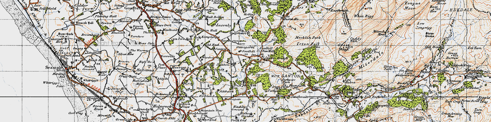 Old map of Hall Santon in 1947