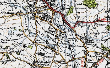 Old map of Hallam Fields in 1946
