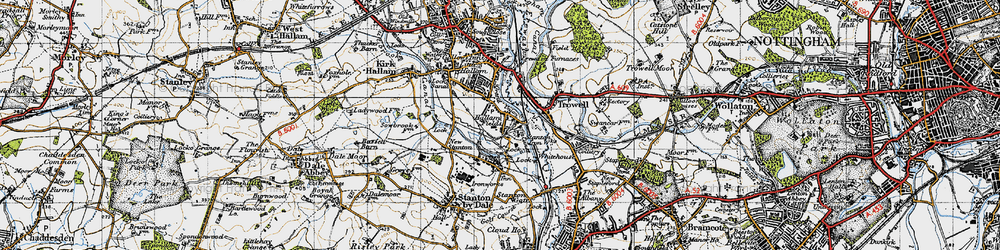 Old map of Hallam Fields in 1946