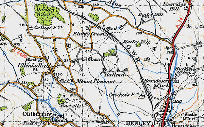 Old map of Hallend in 1947